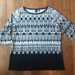 🆕 Rafaella Black & Cream 3/4 Sleeve Top